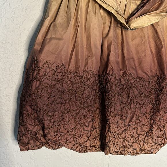 Brown Ombré Bubble Skirt Y2K Celui Side Zipper Silky Medium 80s Punk Fall Indie - Picture 2 of 7